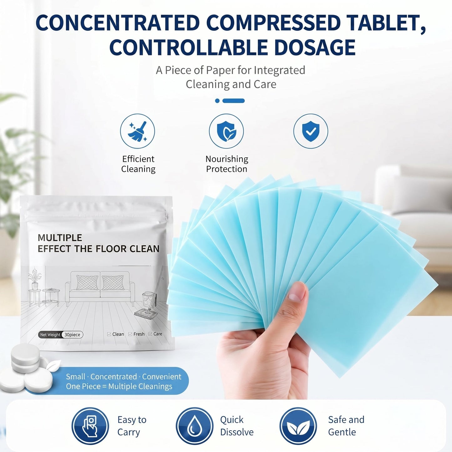 Multiple Effect The Floor Clean Tablets for Mopping, Quick Shine Cleaner