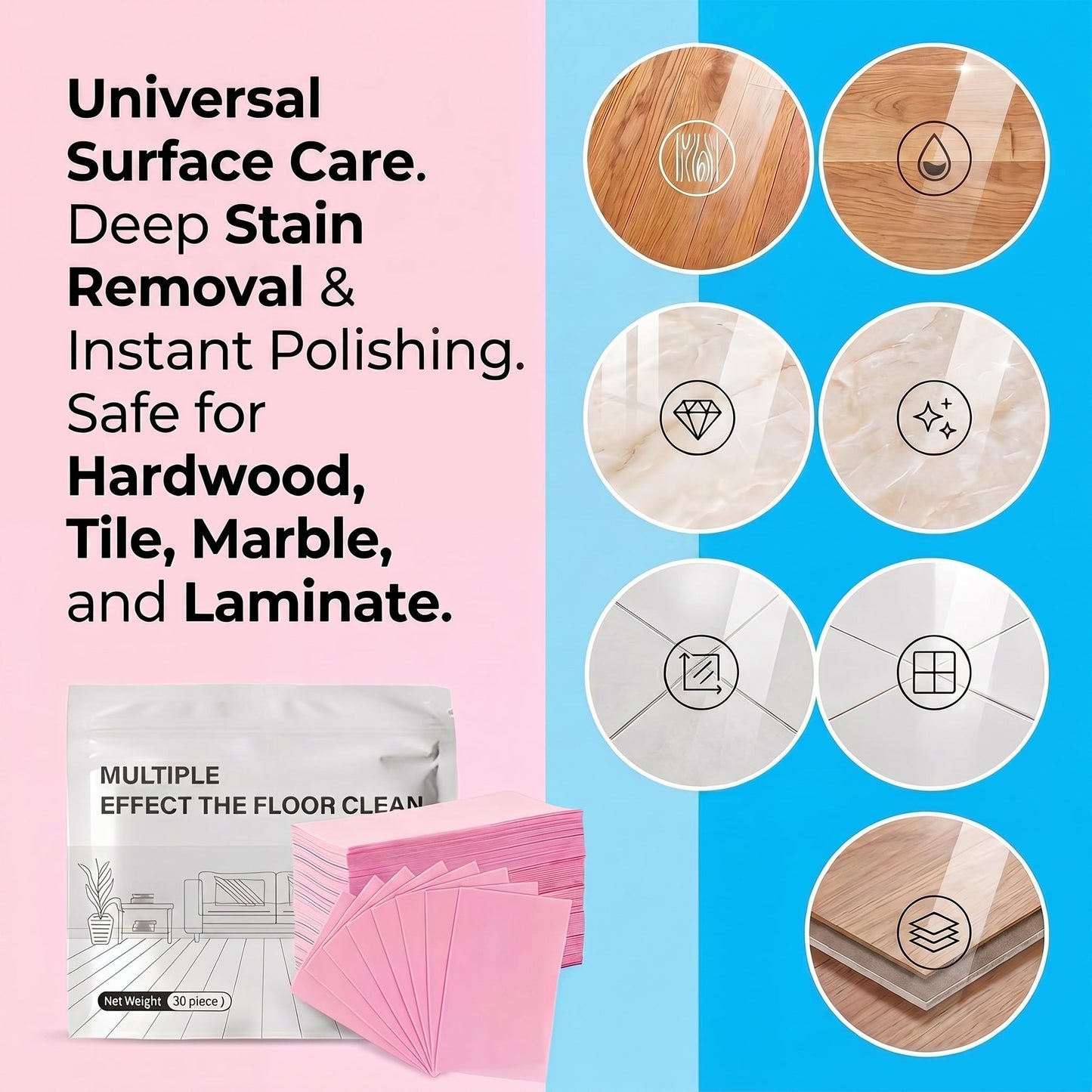 Multiple Effect The Floor Clean Tablets for Mopping, Quick Shine Cleaner