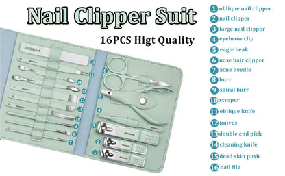 16pc Nail Clipper Manicure Set